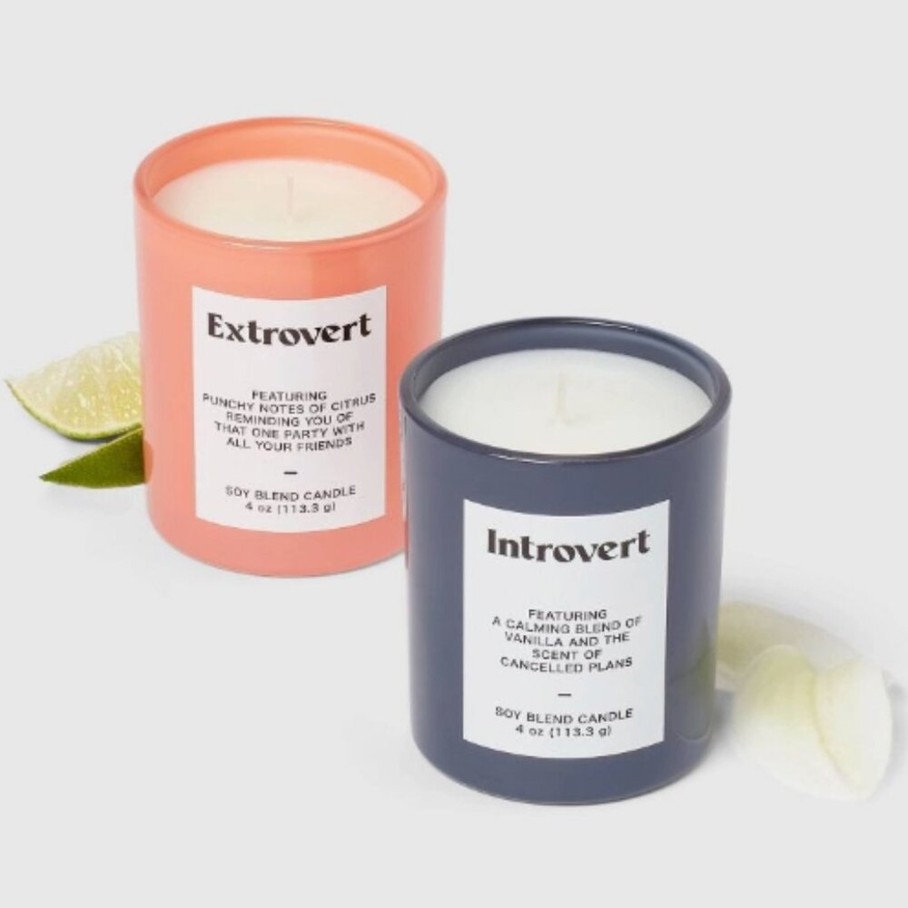 2pk 4oz Glass Introvert and Extrovert Jar Candle Gift Set - Room Essentials NEW